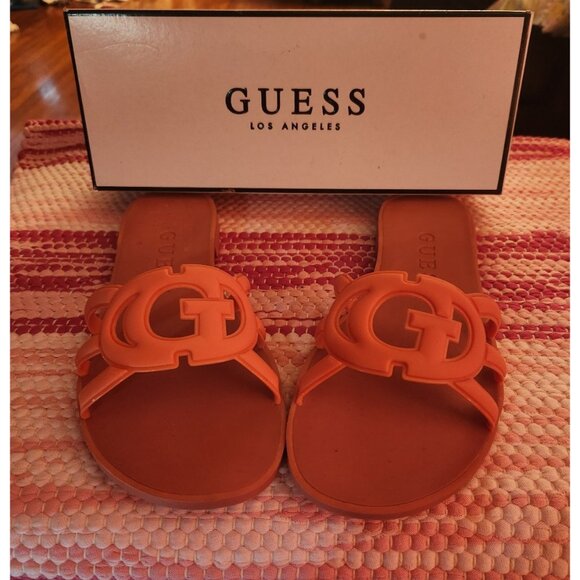Guess Orange Elyho Sandals Ladies Size 8 NWT - Picture 1 of 5